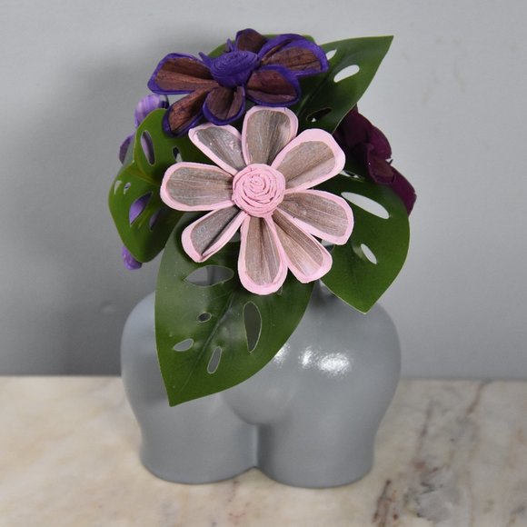 Fun! Mod nude vase w/Sola funky groovy sixties flower power style daisies - Picture 3 of 6
